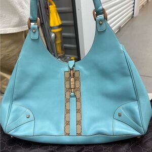 Gucci Turquoise Leather Shoulder Bag